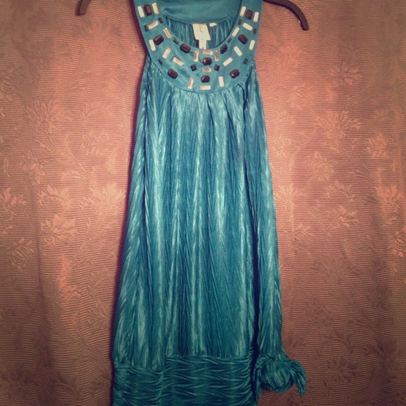 Blue beaded dress top - Picture 1 of 3