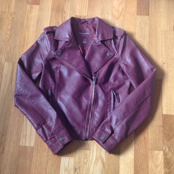 || wine faux leather moto jacket