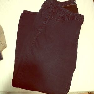Dark blue jeggings. Length is short