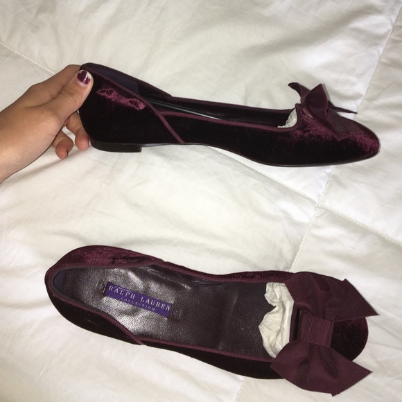 Ralph Lauren velvet shoes in Burgundy