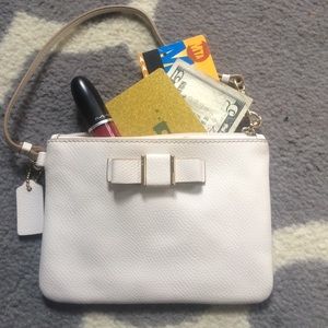 Coach leather wristlet with bow