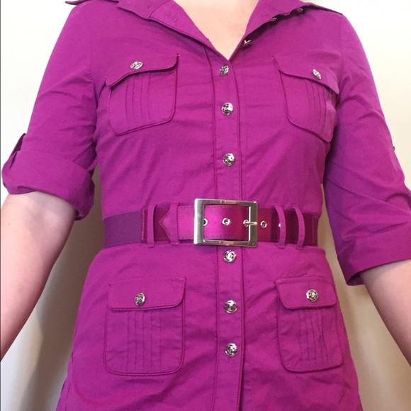 Adorable Bebe button up and belted top.