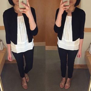 💻 LOFT Black Jacquard Ankle Pants