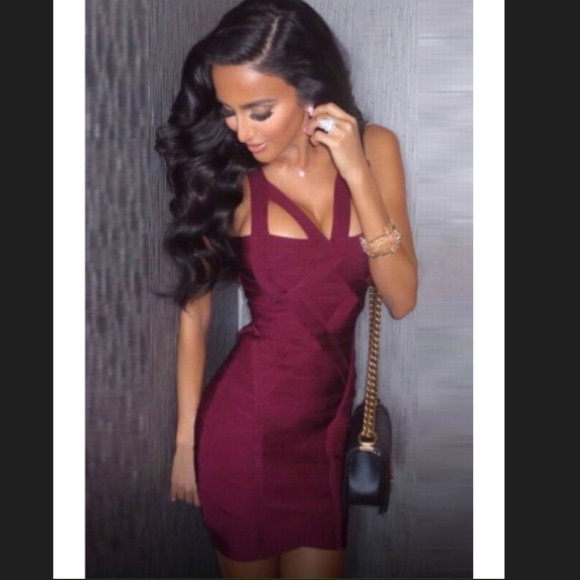 Burgundy bandage dress
