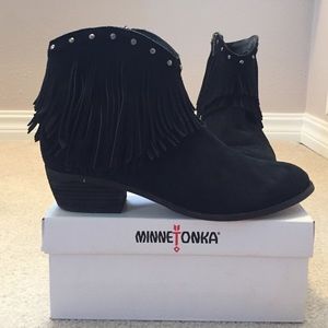 Black Minnetonka ankle booties