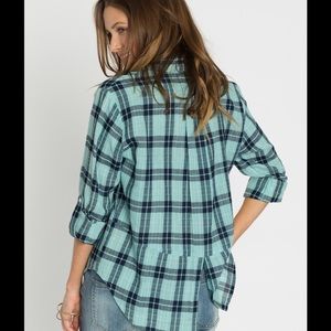 Velvet Heart Riley Aqua Plaid Top