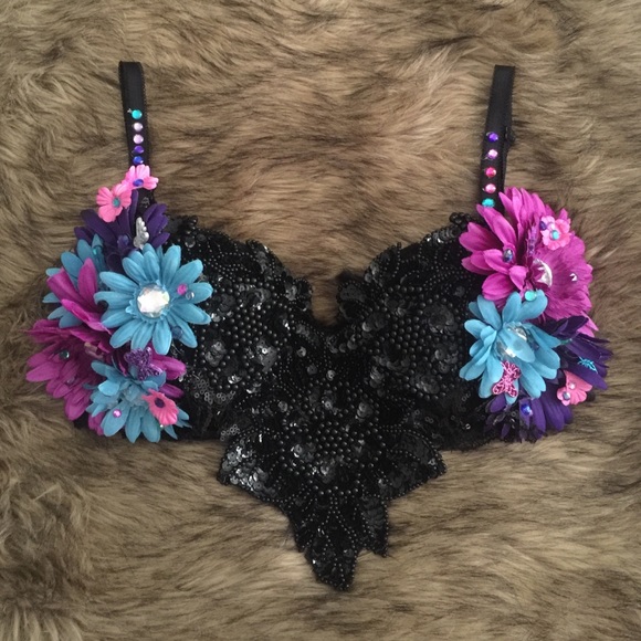 floral/sequin rave bra