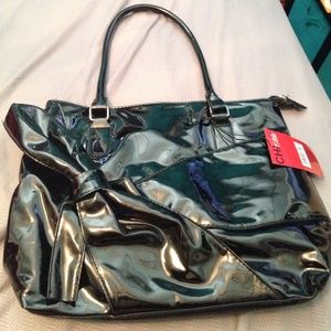 Black faux leather purse