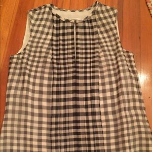 Jcrew pleated gingham blouse size: XS