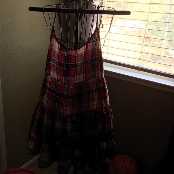 Open back flannel dress