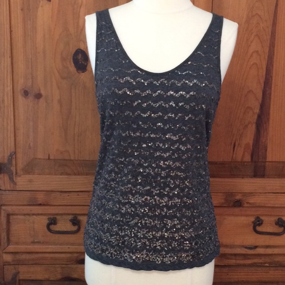 LOFT grey tank top with copper sequins