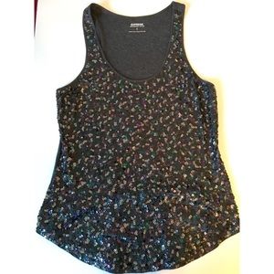 Express dark gray sequin sleeveless top
