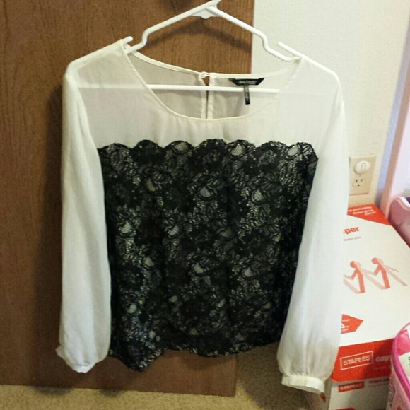 Sheer and lace long sleeved blouse