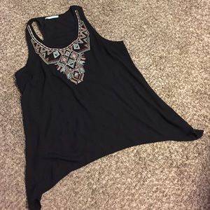 Pretty shark bite tank with embellished neckline