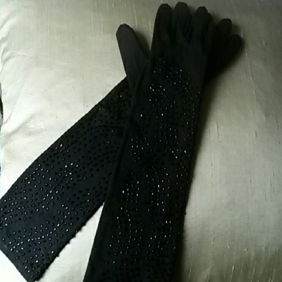 Style rite vintage black beaded gloves