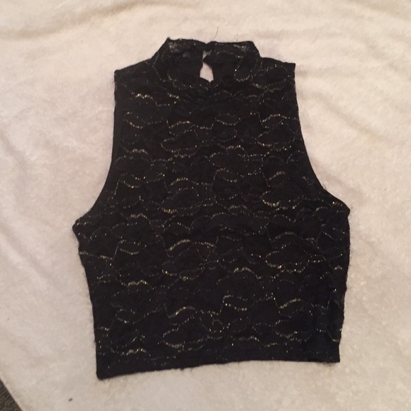 Super cute black and gold crop top