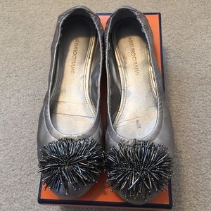 Silver flats with beads