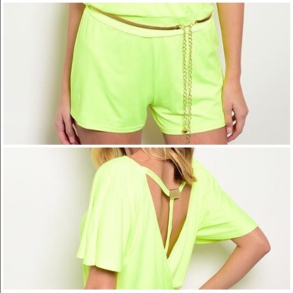 Deep V Neon Romper - Picture 3 of 4