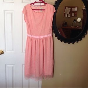 Pink lace midi dress