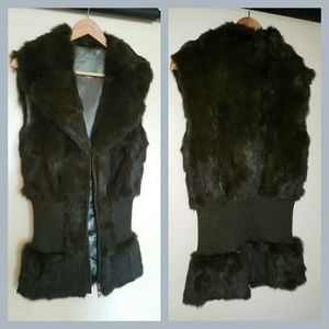Long rabbit fur vest
