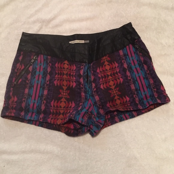 Tribal black leather band shorts