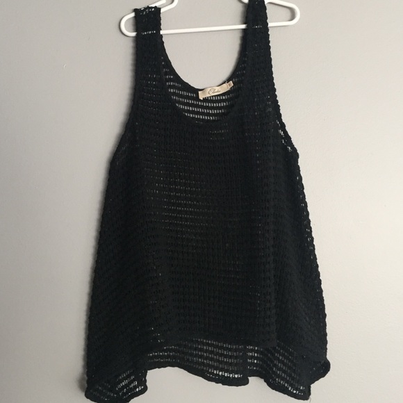 Black crochet tank