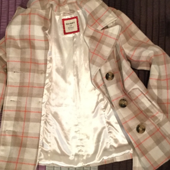 Old Navy Coral Pink Striped Pea Coat. Size M. - Picture 4 of 4