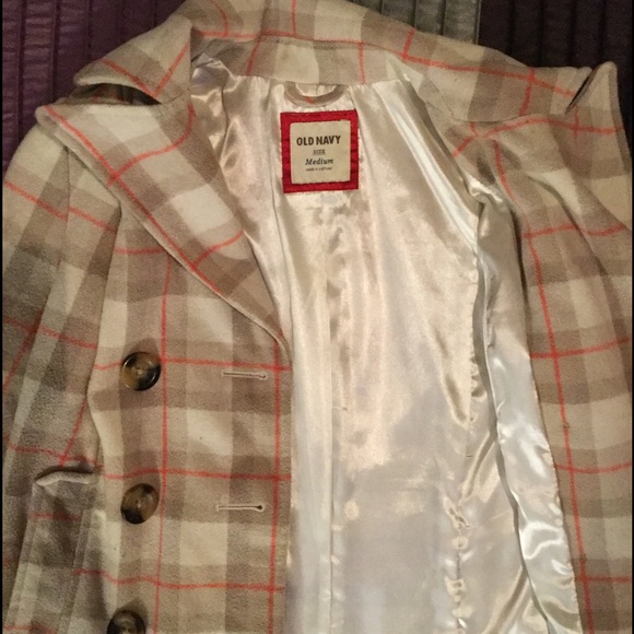 Old Navy Coral Pink Striped Pea Coat. Size M. - Picture 2 of 4