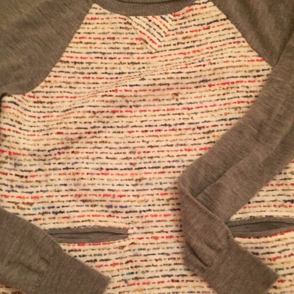 Jcrew Tweed Front Merino Sweater in gray