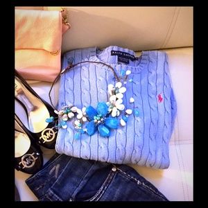 Light Blue Cable-knit Sweeter