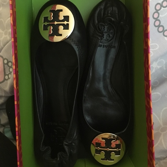Tory Burch black Reva ballet flats