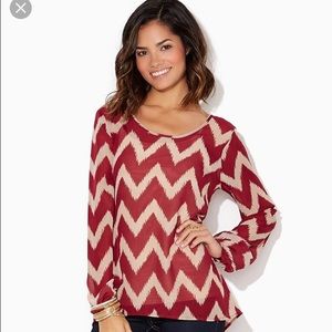 Charming Charlie chevron 3 quarter length blouse