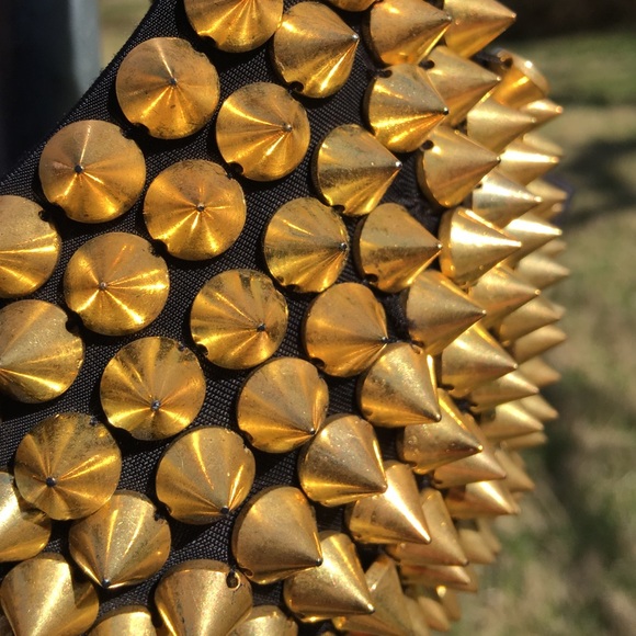 RAVE BRA.💋black bra with gold spikes. - Picture 2 of 5