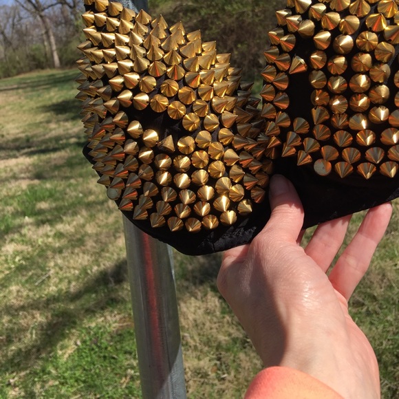 RAVE BRA.💋black bra with gold spikes. - Picture 3 of 5