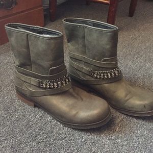 Grey ankle height boots