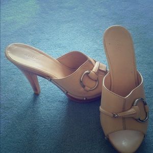 GUCCI wooden platform heels.