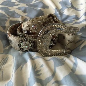 Cowhide genuine leather bling belt