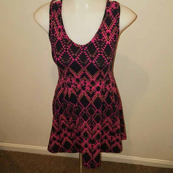 Charlotte Russe Pink & Black Printed Dress. Small