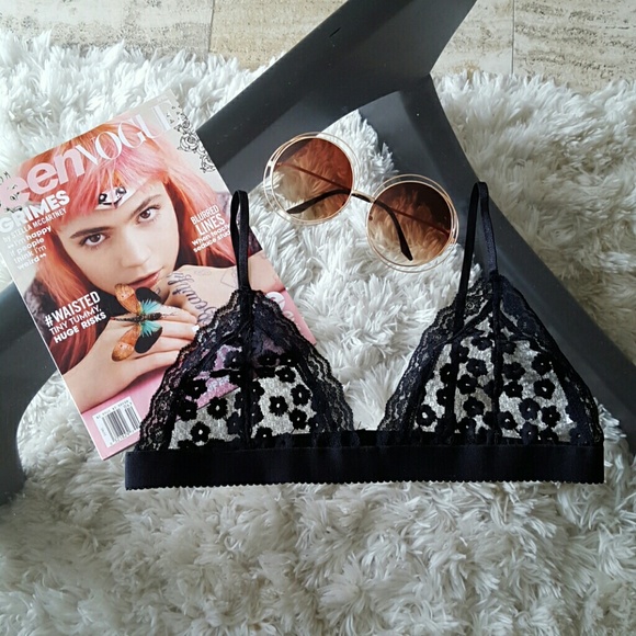 Floral sheer lace bralette in black!