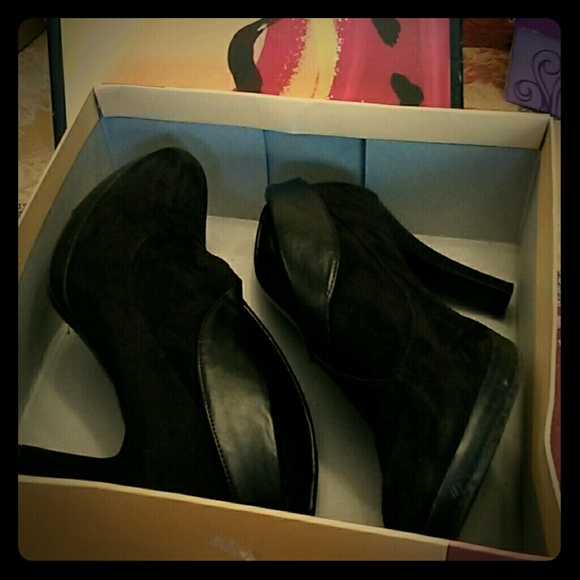 Black suede style booties.