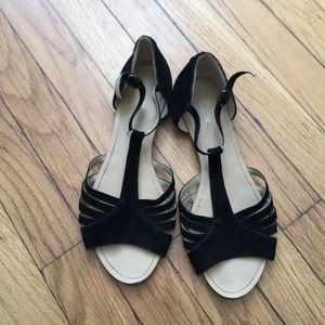 T-Strap faux suede sandals