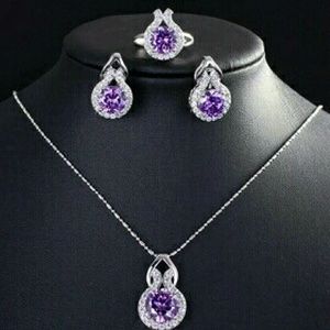 Gorgeous Amethyst 925 Sterling Silver Necklace Set