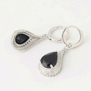 Black Zircon 18k white gold plated earrings