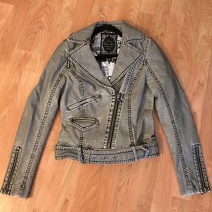 Guess Women's Genuine Leather "Distressed" Jacket