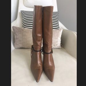 GUCCI Horsebit  Brown Stiletto Boots AUTHENTIC