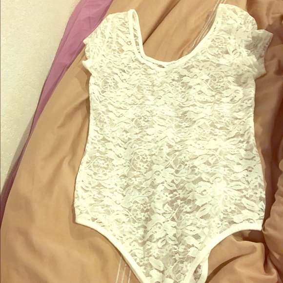 White lace body suit