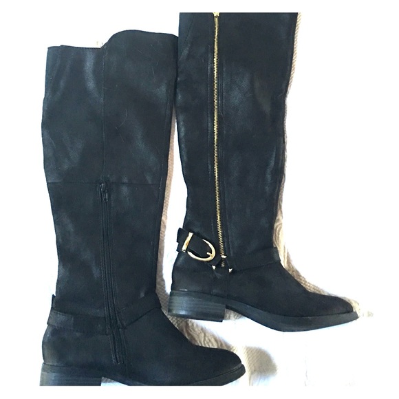 Black knee high riding boots