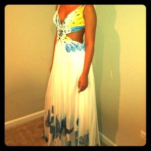 White butterfly prom dress