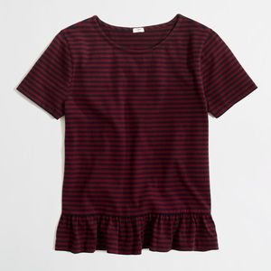 Jcrew Stripe Peplum Tee in Vintage Burgundy