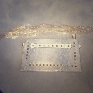 Leather snakeskin clutch